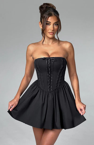 Lila Lace-Trim Corset Mini Dress