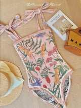 Pink Vintage Floral Reversible One Piece Swimsuit